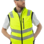 Сигнальный жилет утепленный Brodeks KW111, желтый/черный (M)