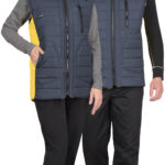 Жилет СИРИУС-УРБАН утепленный с капюшоном сине-серый с желтым