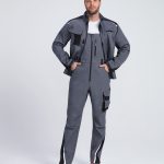 Полукомбинезон ProfLineLeader (тк.Хлопок/Спандекс,260), серый/черный