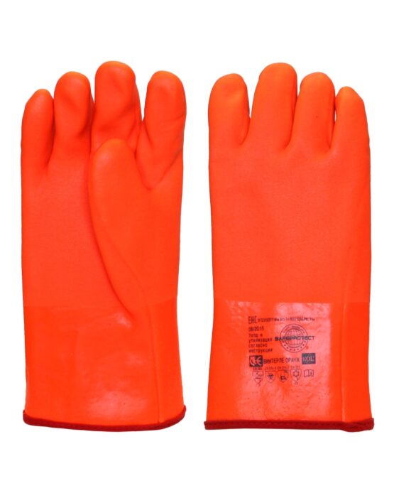 Перчатки утепленные «ВИНТЕРЛЕ Оранж» ПВХ,матовая поверхность, утепл. х/б тканью с начесом, в уп72пар
