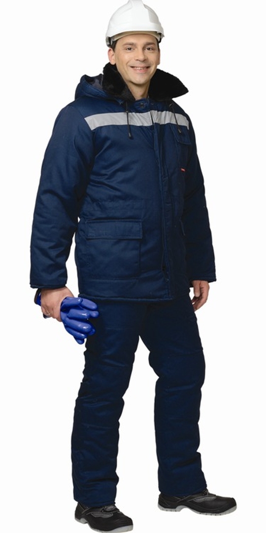 Костюм «СИРИУС-СЕВЕР (МТ2-4 кл. пояс)» зимний длинная куртка, брюки темно-синий  СОП