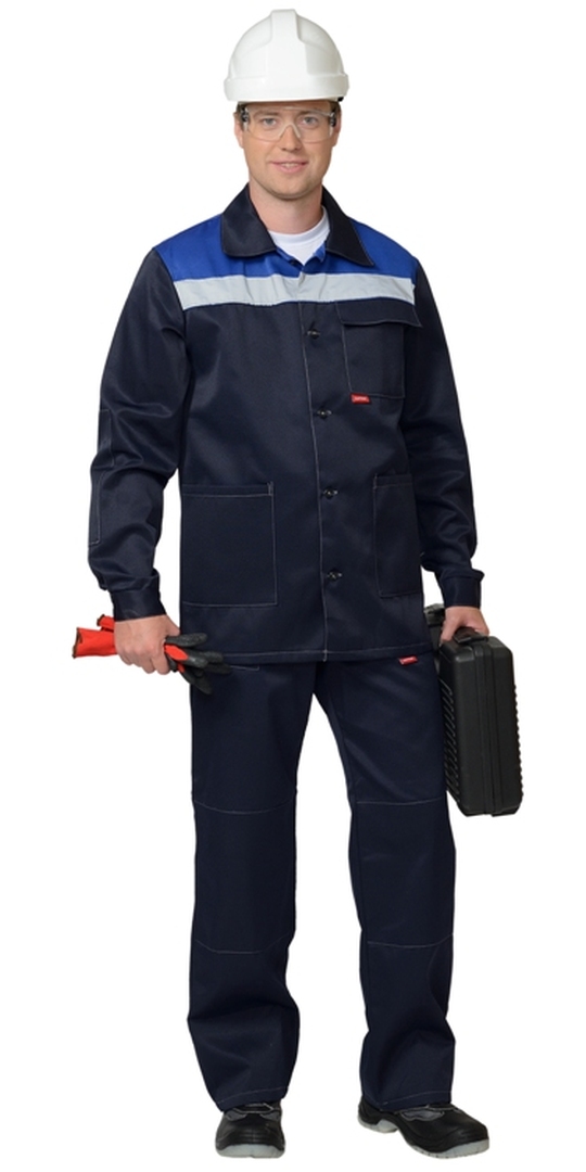Костюм «СИРИУС-Стандарт» куртка, брюки т.синий с васильковым СОП 50 мм