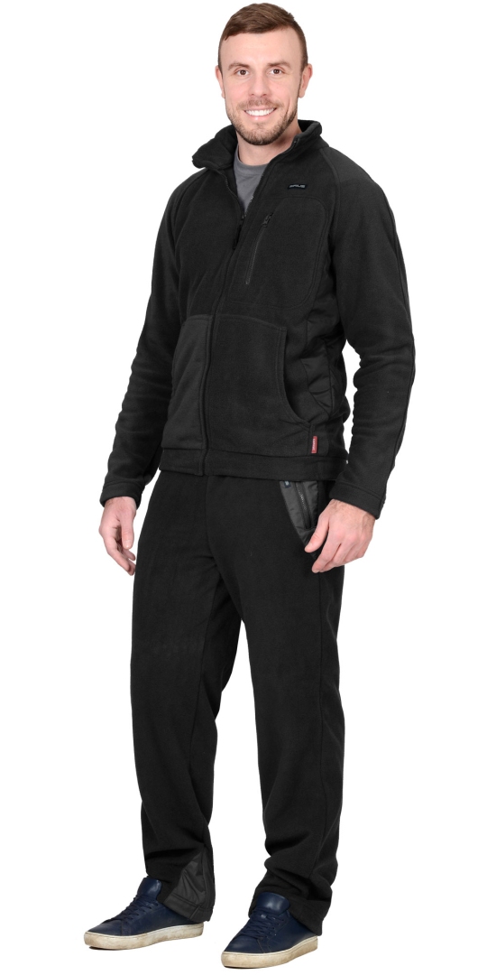 Куртка флисовая «СИРИУС-Актив»  черная с черной отделкой