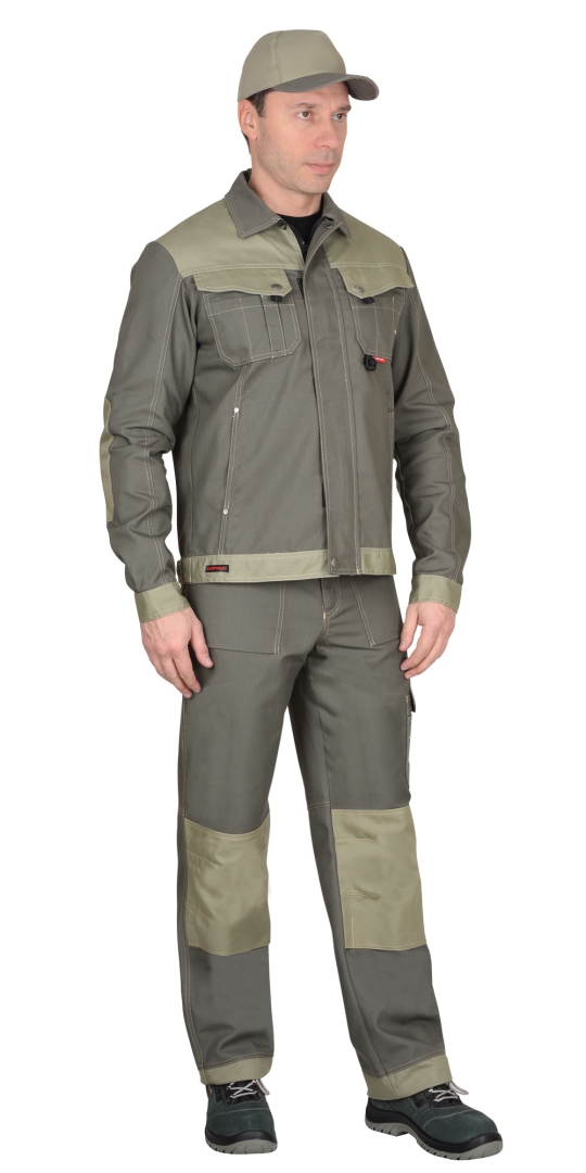 Костюм «СИРИУС-Вест-Ворк» куртка,брюки т.оливковый со св.оливковым пл. 275 г/кв.м