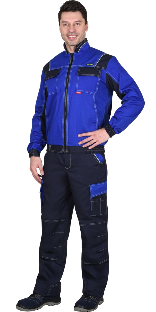 Костюм «СИРИУС-Карат» куртка, брюки васильковый с синим 80% х/б, МВО пл. 255 г/кв.м