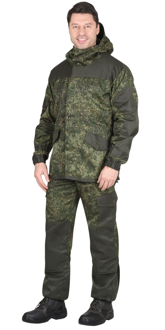 Костюм «СИРИУС-Горка» куртка, брюки  КМФ Цифра зеленая с отделкой  Хаки