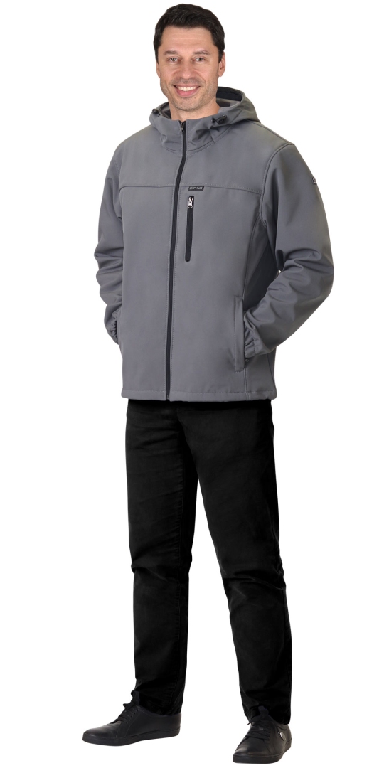 Куртка «СИРИУС-Азов» с капюшоном серый  софтшелл пл 350 г/кв.м