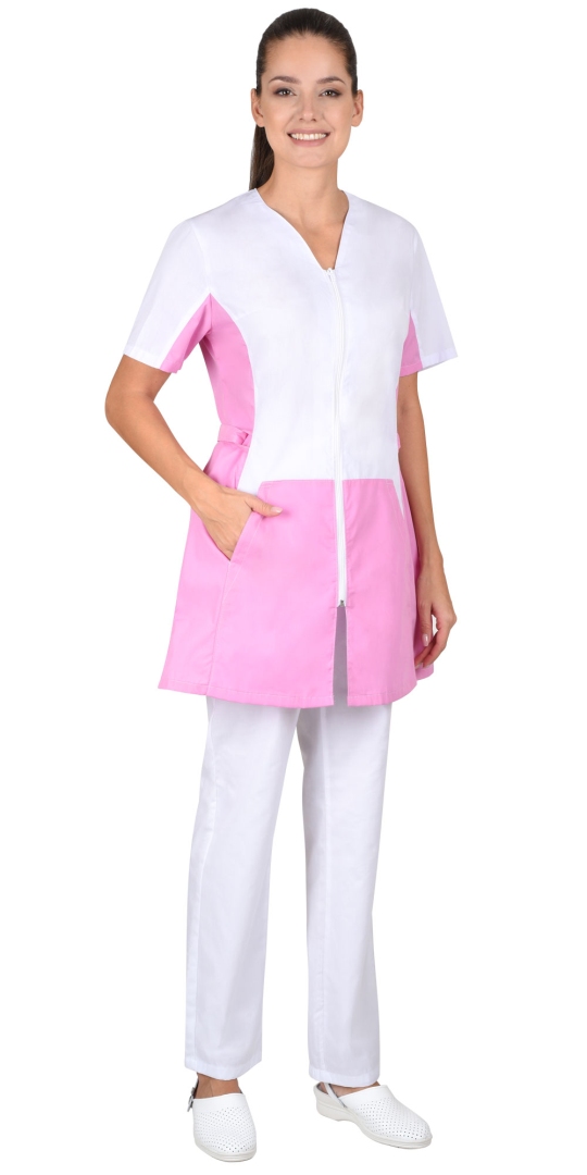 Блуза «СИРИУС-ЕВА» женская белая с розовым