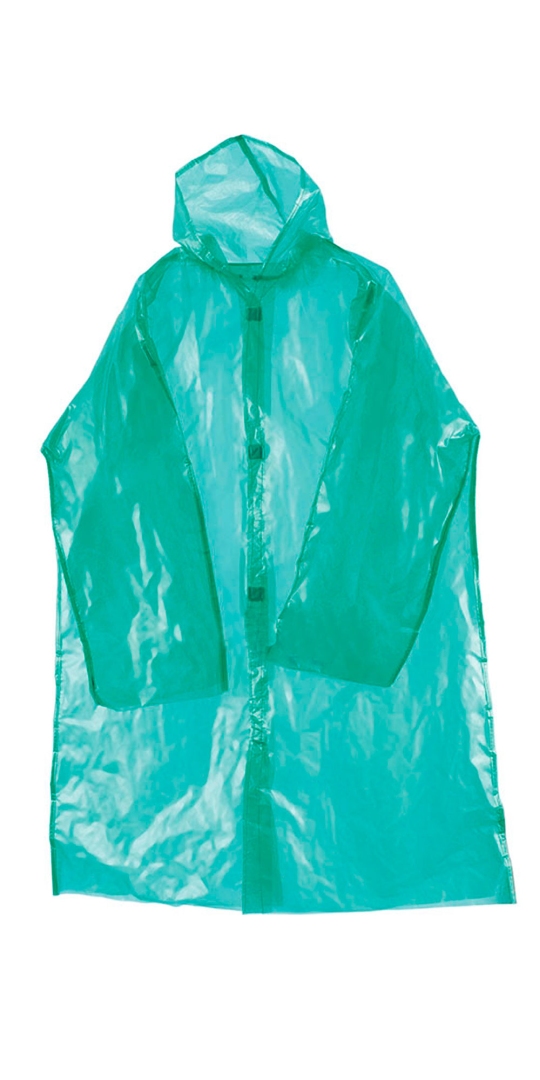 Плащ-дождевик на липучке ПВД 45 мкр. прошитый, зеленый (х50)